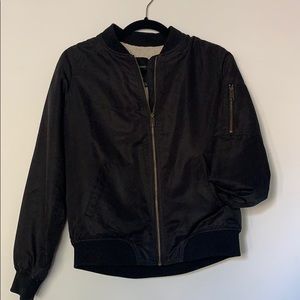 Black Bomber Jacket with wool interior